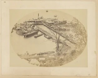 [Lower Wharf, Belle Plain, USMRR Construction Corps] [16 mei 1864].