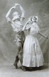Nijinski en de Karsavina dansen in het ballet 
