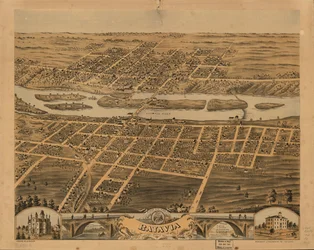 Vogelvlucht van Batavia, Kane County, Illinois, 1869. LOC 73693342