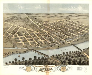 Gezicht in vogelvlucht op de stad Attica, Fountain County, Indiana 1869. LOC 73693378