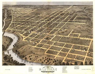 Gezicht in vogelvlucht op de stad Danville, Vermillion County, Illinois 1869. LOC 73693353