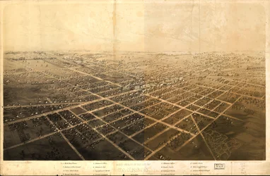 Vogelvlucht van de stad Jackson, Michigan. LOC 73693433