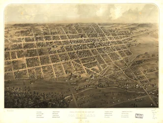 Vogelvluchtperspectief van de stad Marshall, Calhoun Co, Michigan. LOC 73693437