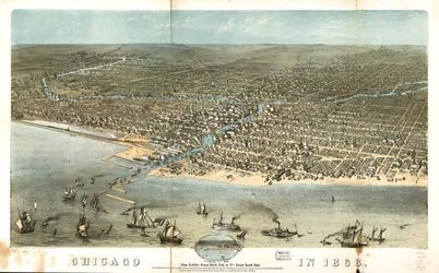 Chicago in 1868 van Schiller Street noordzijde tot 12th Street zuidzijde. LOC 73693350