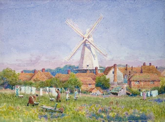 Vrouwen die de was ophangen, Cranbrook Mill, Kent