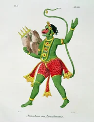 Hanuman, gegraveerd door de Racinet
