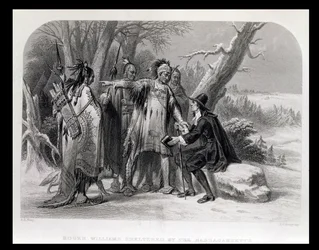 Roger Williams beschut door de Narragansetts, 1636, uit 