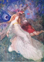 Bottom en de feeënkoningin (Een Midzomernachtsdroom), uit Tales from Shakespeare uitgegeven door Ward Lock & Co Ltd, 1930-40s