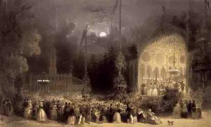 Château des Fleurs, de Champs-Élysées, gedrukt door Auguste Bry, lithografie