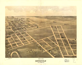 Vogelvlucht van Brookfield, Linn Co, Missouri 1869. LOC 73693470