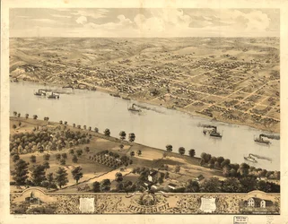 Gezicht in vogelvlucht op Jefferson City, de hoofdstad van Missouri 1869. LOC 73693479