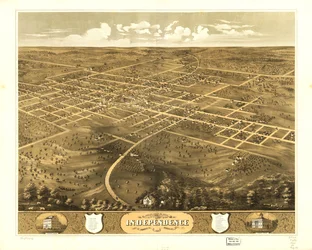 Gezicht in vogelvlucht op de stad Independence, Jackson Co, Missouri 1868. LOC 73693478