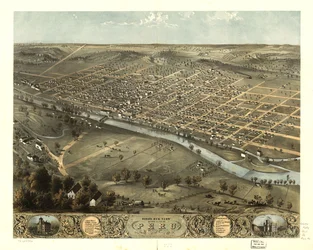 Gezicht in vogelvlucht op de stad Peru, Miami Co, Indiana 1868. LOC 73693386