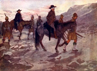 De Boerenleiders werden geblinddoekt en bewaakt door soldaten van de Black Watch, 1902, 1905.