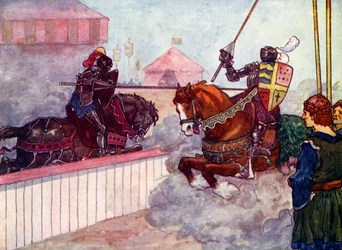 De graaf reed keer op keer op Edward af totdat zijn lans in zijn hand versplinterde, c1270, 1905