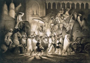 Delhi: Stoet en Gevolg van de Grote Mogol, gepubliceerd 1858