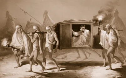 Postkoets in Indiase stijl in de Punjab tussen Loudiana en Amritsar, 1859