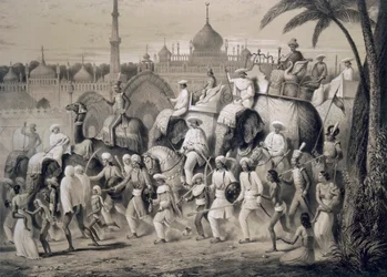 Lucknow, de hoofdstraat, uit 