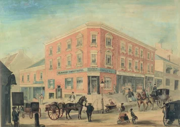 Hoek van George en Hunter Streets, Sydney, 1849