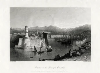 Ingang van de haven van Marseille, Frankrijk, 1875
