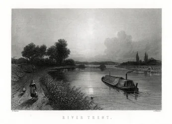 De rivier Trent, Engeland, 1883