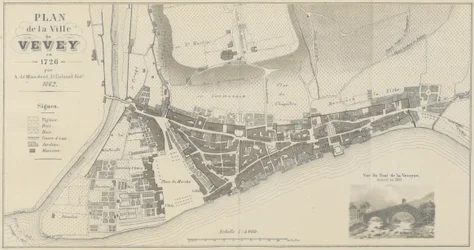 Plan van de stad Vevey in 1726
