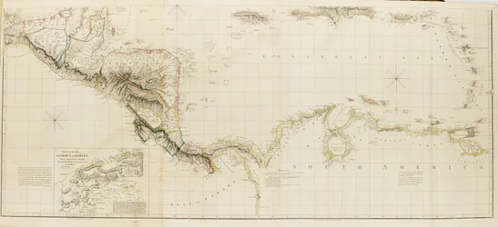 Kaart van de West-Indië en Spaanse gebieden in Noord-Amerika