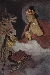 Vertrek van Prins Siddhartha, illustratie uit 