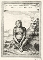 Illustratie van de Orang-Oetang gepresenteerd aan Frederik Hendrik, Prins van Oranje, 1750