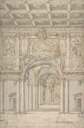 Studie van het interieur van Santa Maria Maggiore in Rome, 1621-46