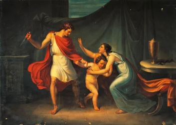 Pyrrhus bedreigt het leven van kleine Astyanax