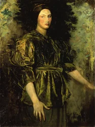 Vrouw in groene fluweel, 1918