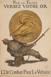 Voor Frankrijk, geef uw goud. Het goud vecht voor de overwinning, 1915