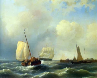 Langs de kust op een winderige dag