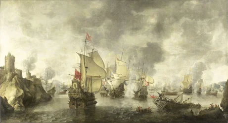 Slag van de gecombineerde Venetiaanse en Nederlandse vloten tegen de Turken in de baai van Foya, 1649