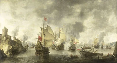 Slag van de gecombineerde Venetiaanse en Nederlandse vloten tegen de Turken in de Baai van Foya