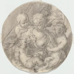 De Madonna met het Christuskind, met de jonge Johannes de Doper en een ander kind (Caritas)