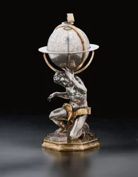 Twee uitzonderlijke aardse en hemelse globes, ondersteund door Hercules en Atlas, Augsburg, 1697-99