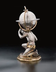 Twee uitzonderlijke aardse en hemelse globes, ondersteund door Hercules en Atlas, Augsburg, 1697-99