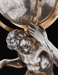 Twee uitzonderlijke aardse en hemelse globes, ondersteund door Hercules en Atlas, Augsburg, 1697-99