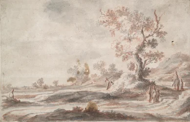 Landschap met Oude Boom en Figuren