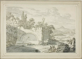 Landschap met fontein