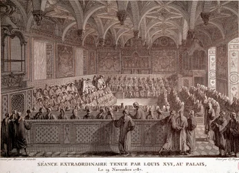 Eerste van de Franse Revolutie: Buitengewone zitting gehouden door Lodewijk XVI in het Paleis van Versailles, 19 november