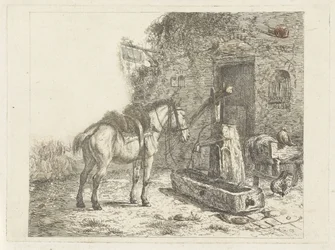 Paard voor een herberg