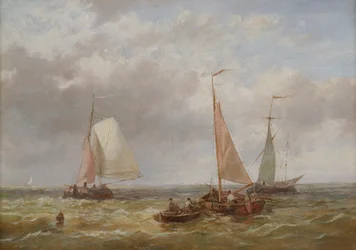 Vissersboten op zee
