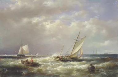 Vissersboten voor de Kust