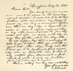 Brief van Abraham Lincoln aan Alden Hall, gedateerd 14 februari 1843