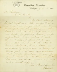 Brief ondertekend A. Lincoln, Executive Mansion, Washington, aan Zijne Excellentie, H.R. Gamble, 23 juli 1863