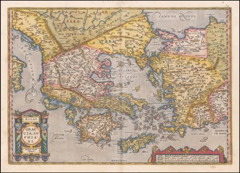 1584 kaart van Griekenland en West-Turkije door Abraham Ortelius