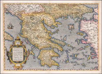 1584 kaart van Griekenland en de Egeïsche Zee door Abraham Ortelius